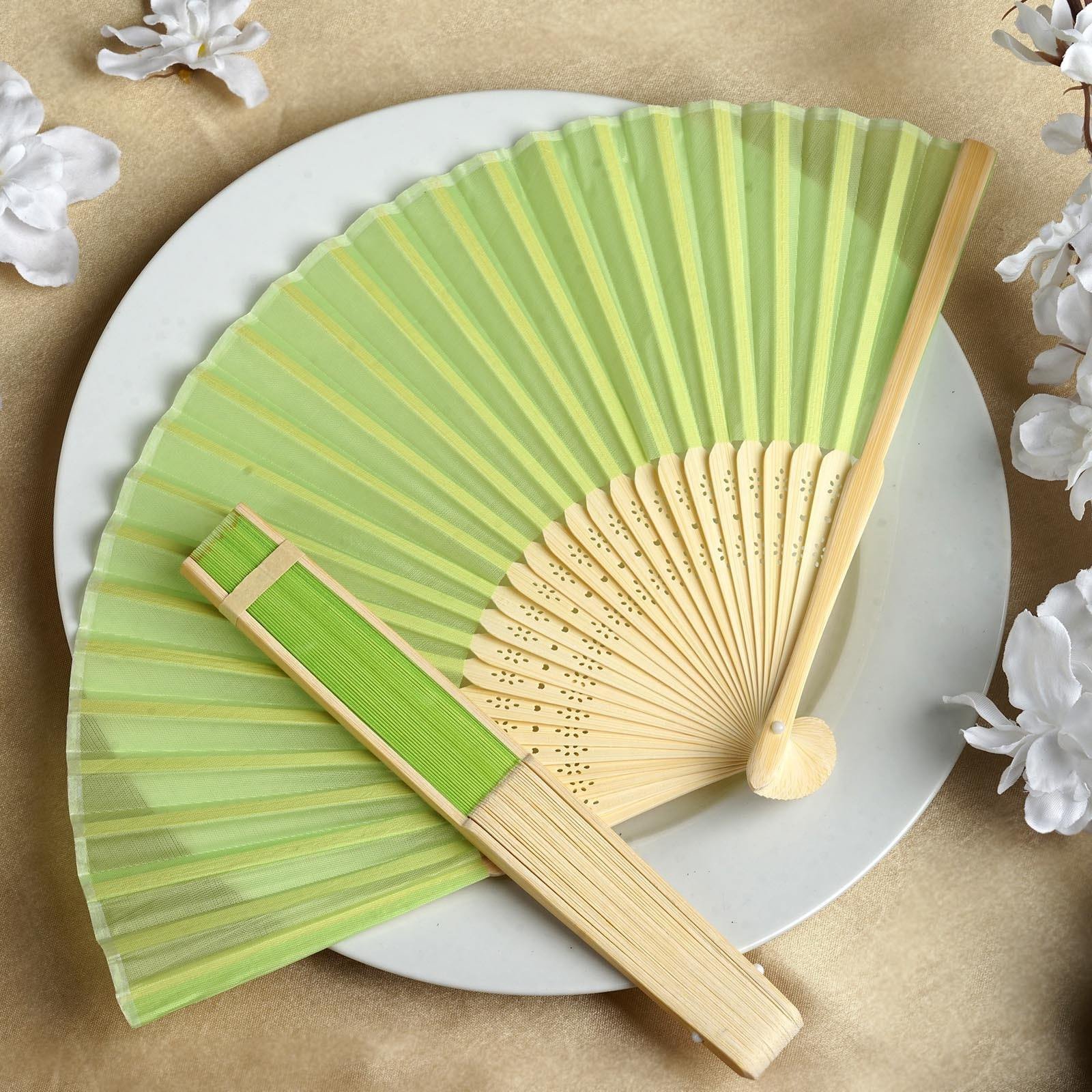 75 pcs HAND FANS Summer Silk Fabric Folding Wedding Favors Wholesale