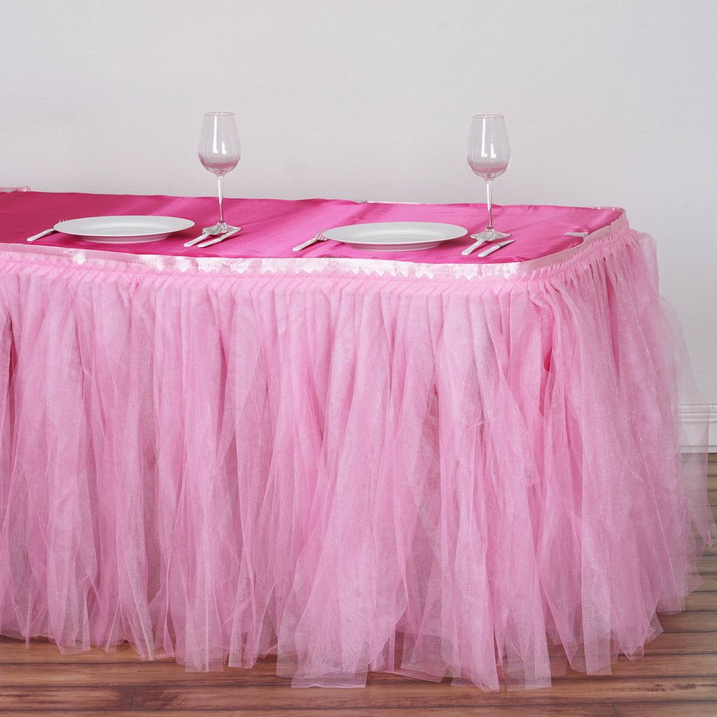 Two Layers Tulle TABLE SKIRT 3 sizes Wedding Party Linens Dinner Decorations