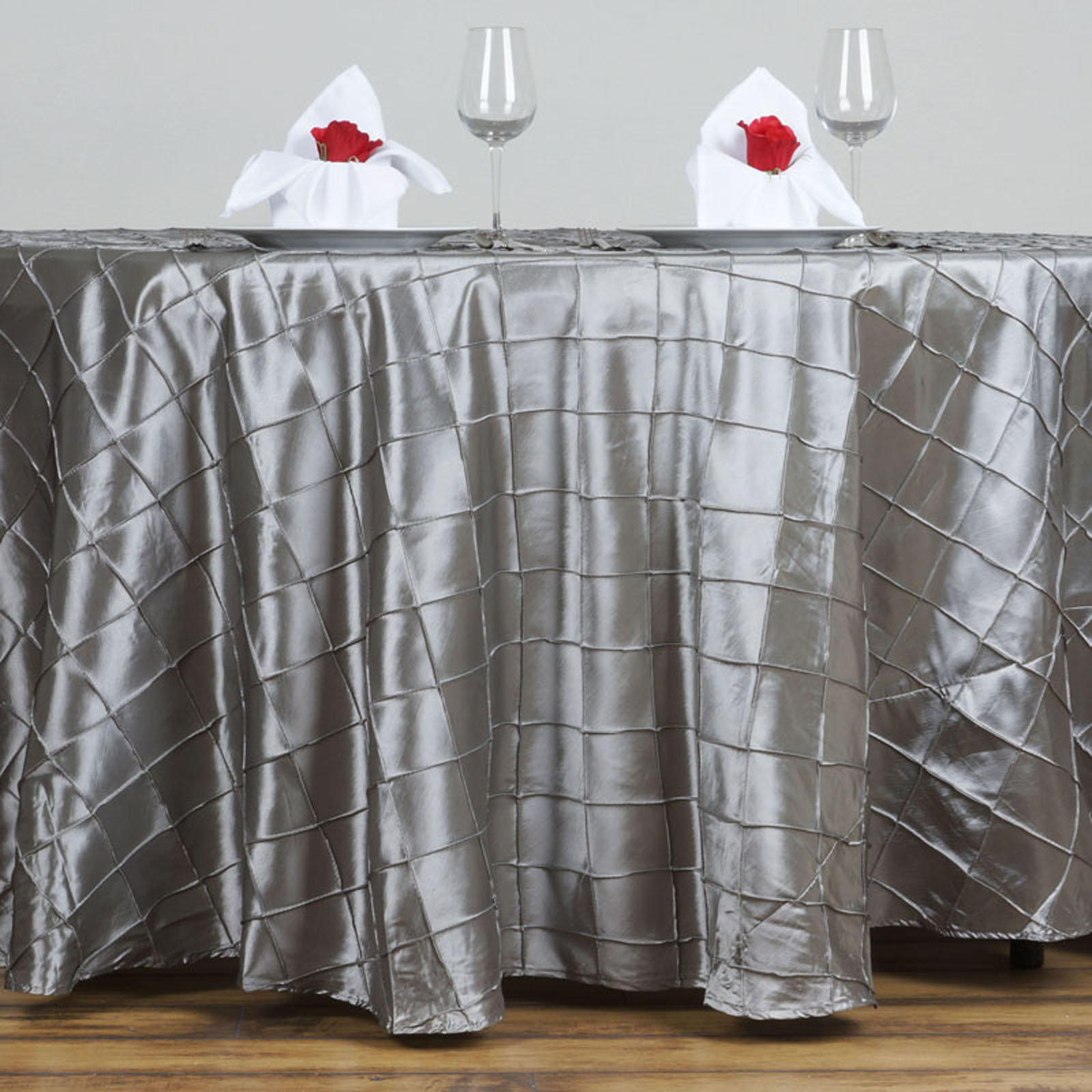 ROUND Pintuck Taffeta Fancy Tablecloth Dinner Wedding Party Buffet