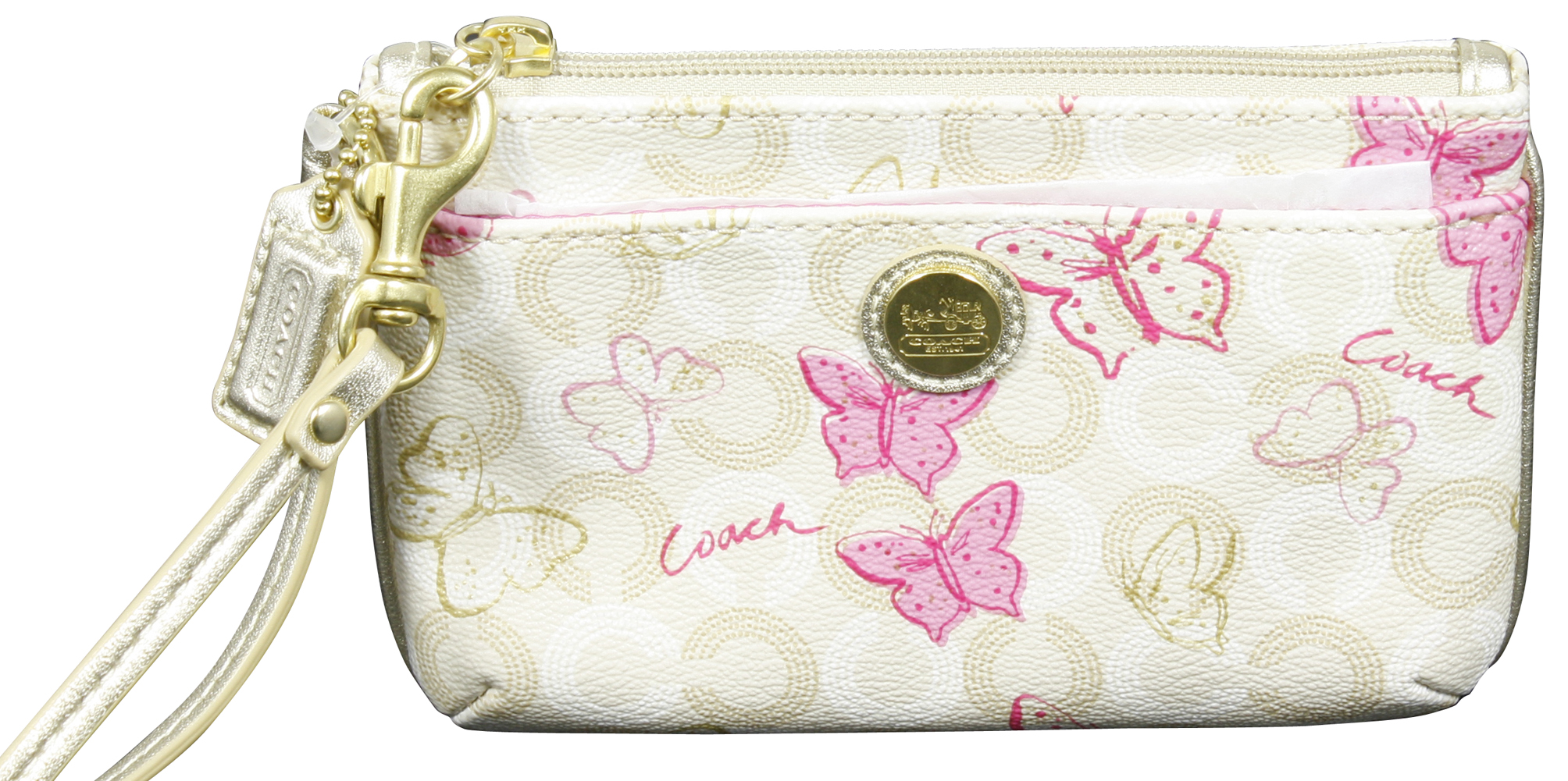 Coach Waverly Butterfly Signature C Small Wristlet Parchment Bag New eBay