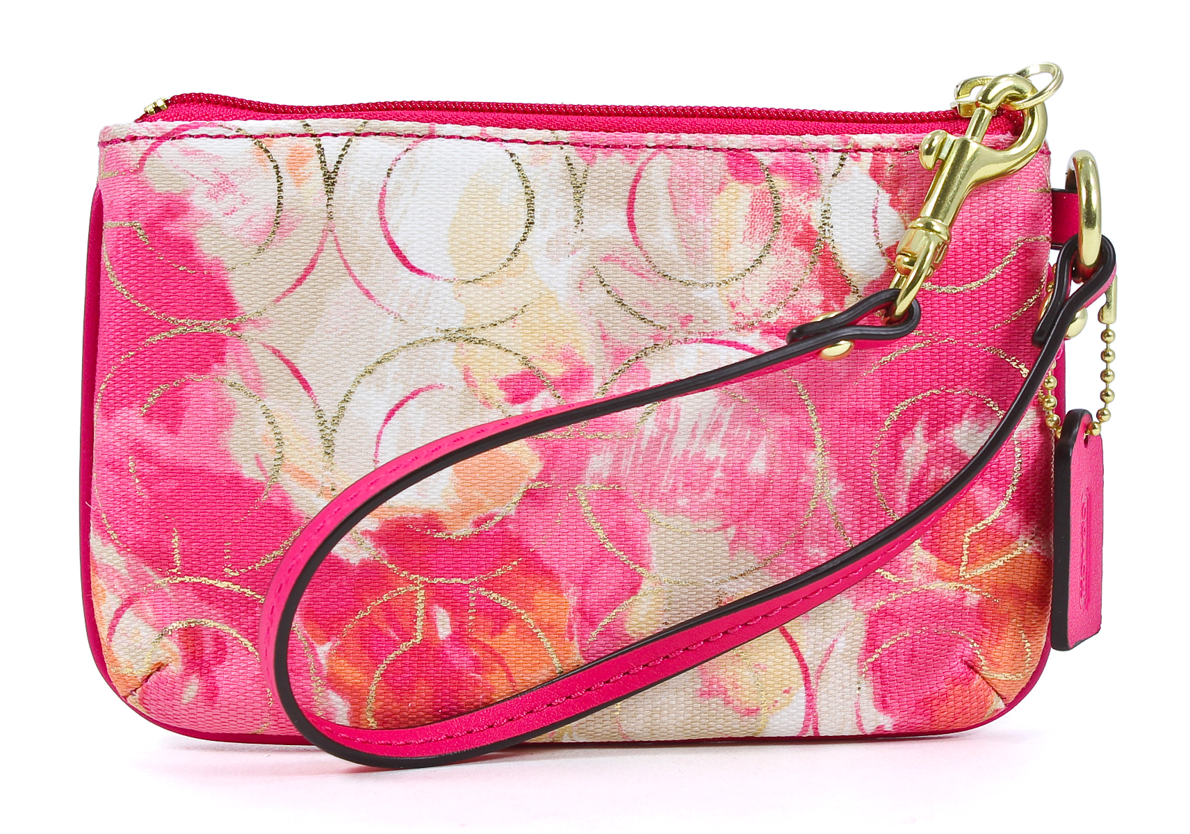 Coach Coral Multi Signature Floral Small Wristlet Clutch Wallet New eBay