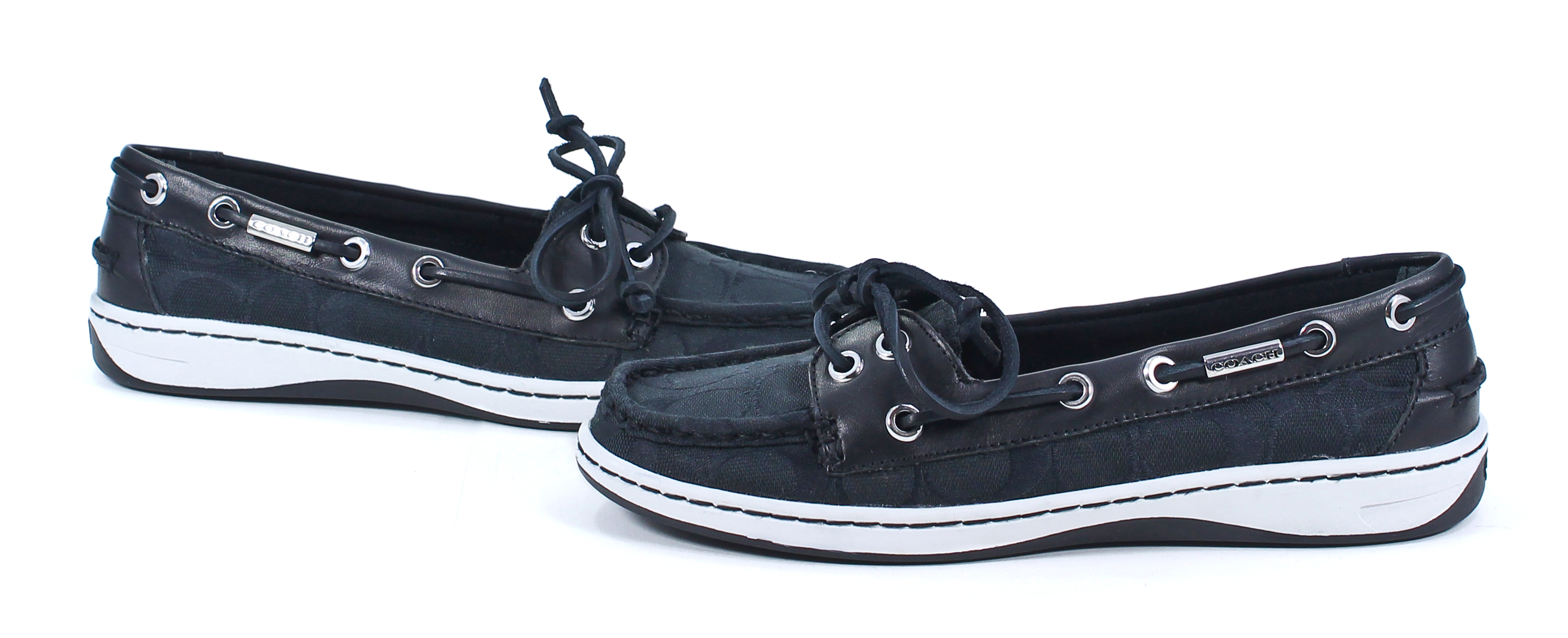 Coach Richelle Signature Black White Jacquard Loafer Boat