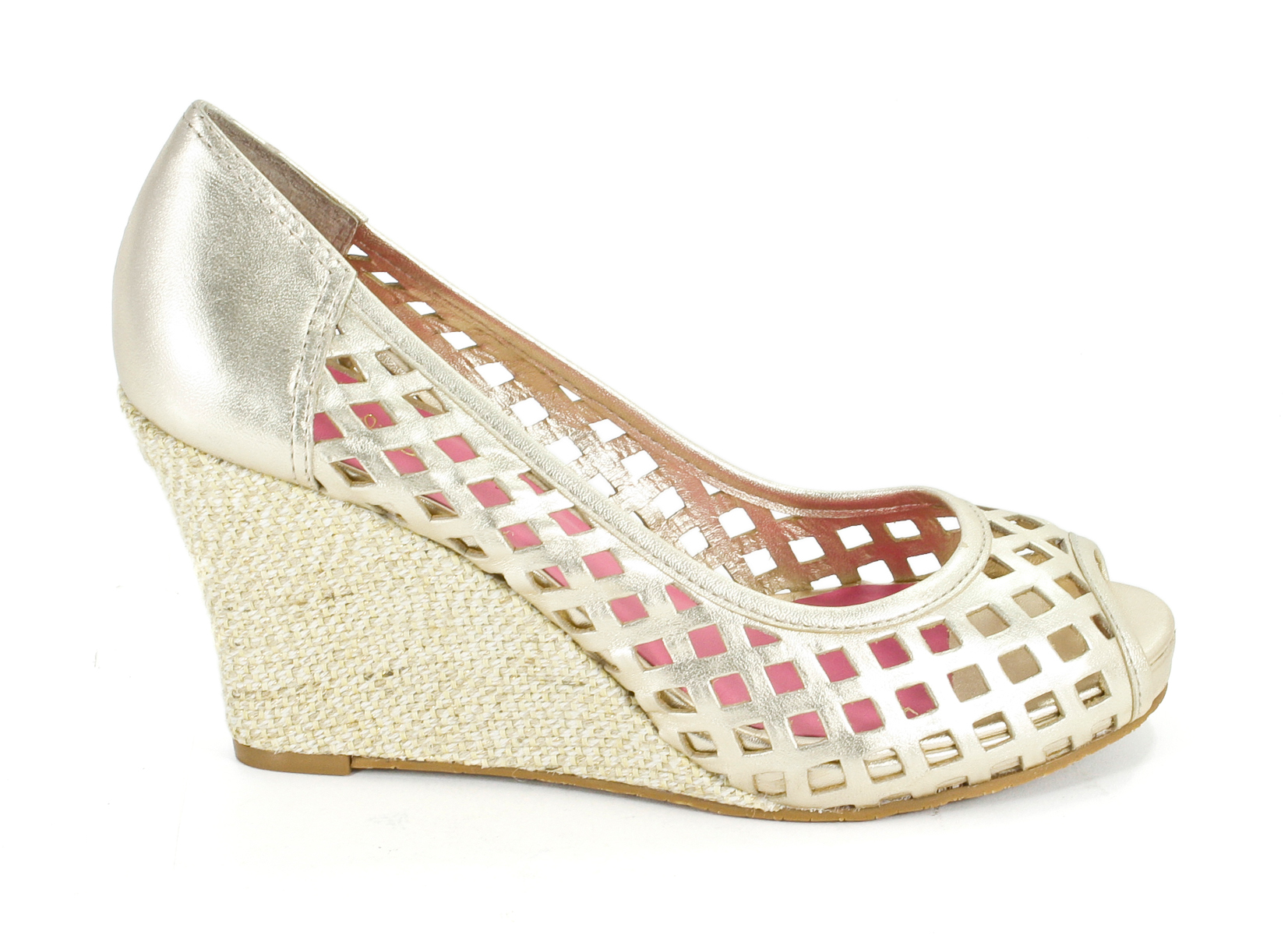 Lilly Pulitzer Resort Chic Wedge Basketweave Gold Metallic Pumps Shoes 6.5 New eBay