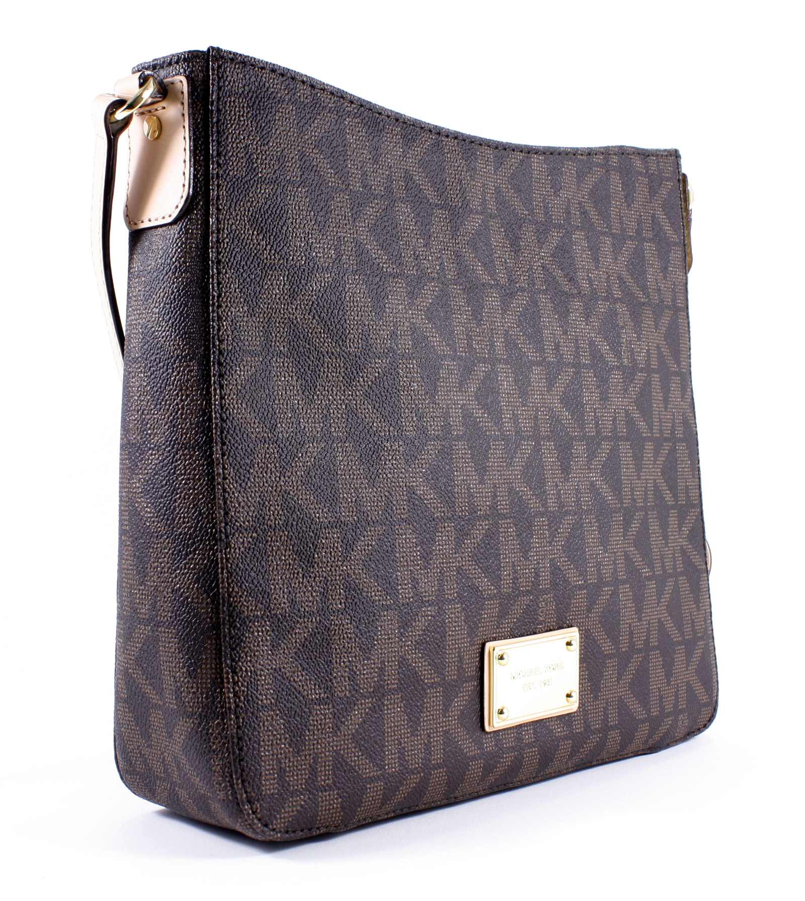 Michael Kors Signature PVC Jet Set Travel Large Messenger Bag Tote New