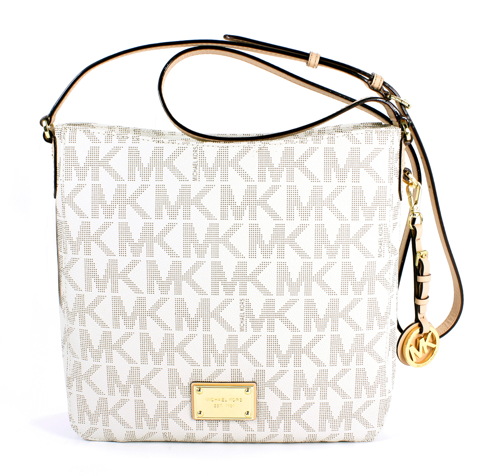 Michael Kors Signature PVC Jet Set Travel Large Messenger Bag Tote