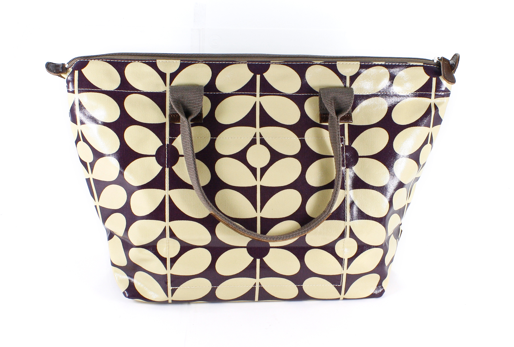 Orla Kiely Easy Zip Tote Coated Canvas Bag Plum New