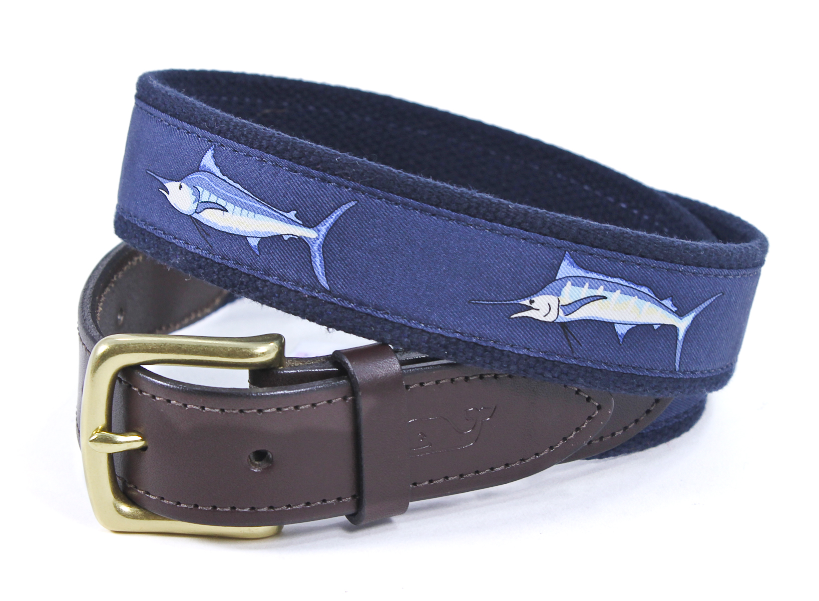 Vineyard Vines Mens Marlin Navy Blue White Swordfish Fishing Belt 32 New eBay
