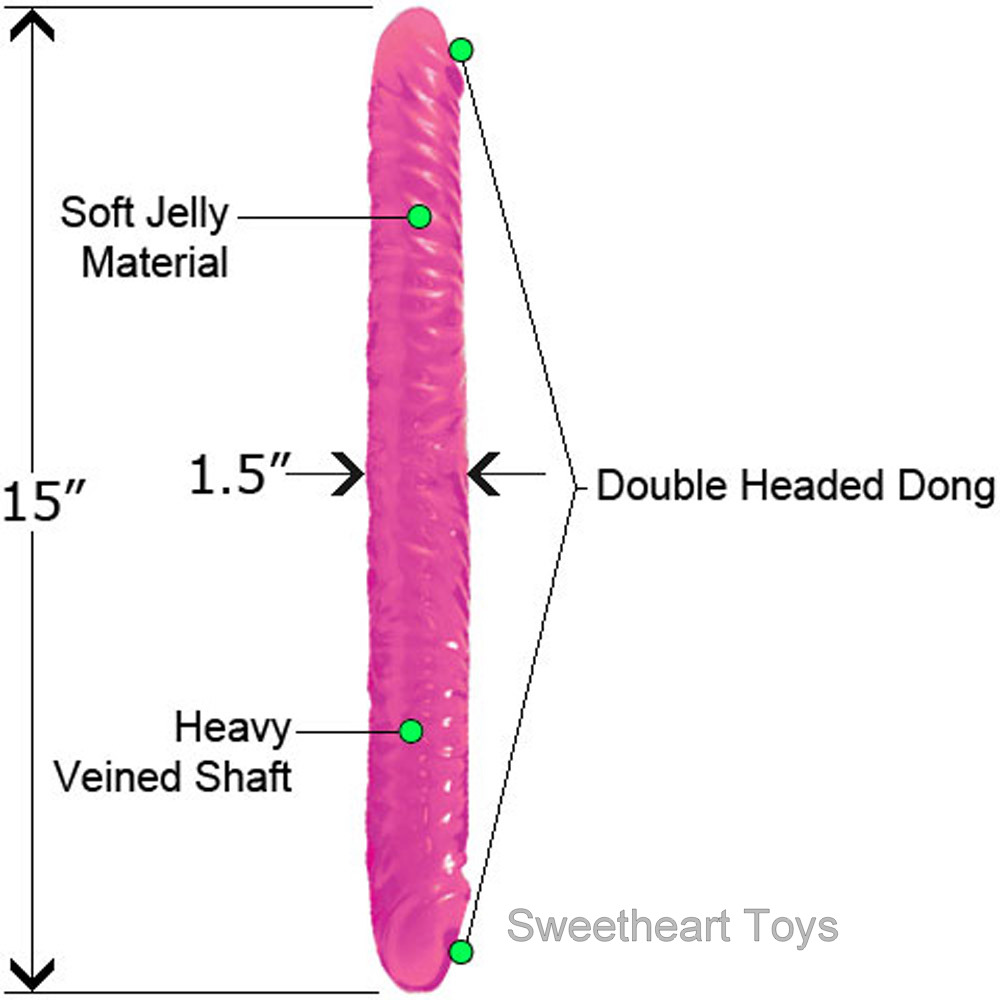 Jelly-Double-Dong-Dildo-Penis-Tip-15-Inch-Waterproof-Butt-Plug-Cock-Sex-Toy-New
