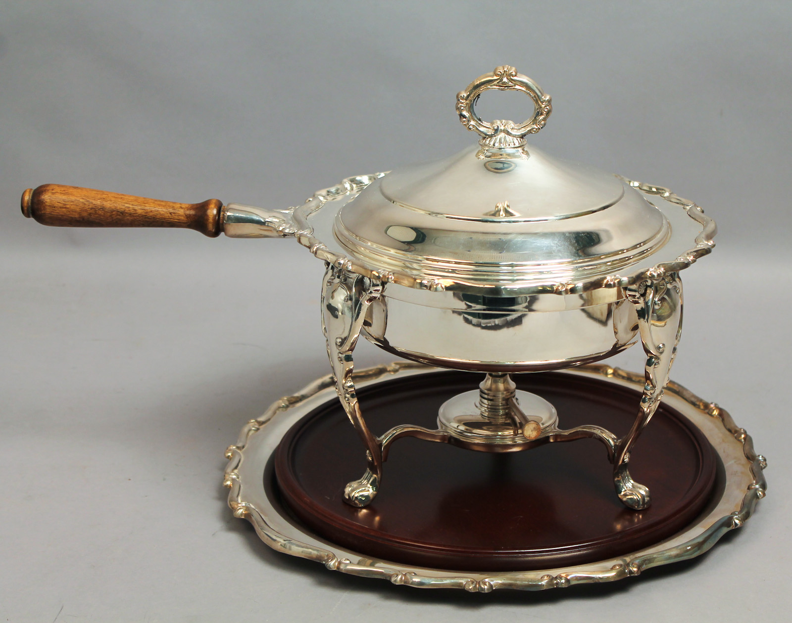 Vintage Rogers Silver SP Alcohol Burner Chafing Dish & Serving Tray W