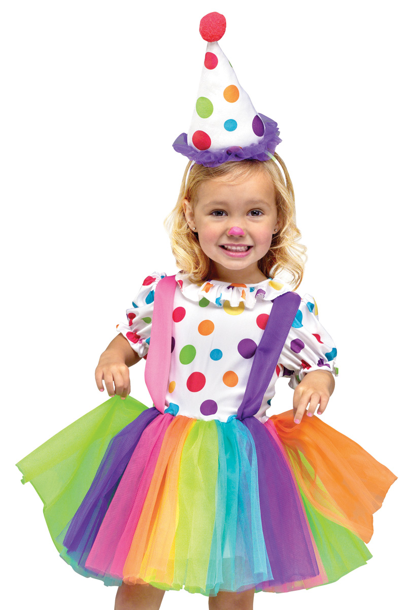 Kids Toddler Girls Rainbow Circus Clown Halloween Fancy Dress Costume