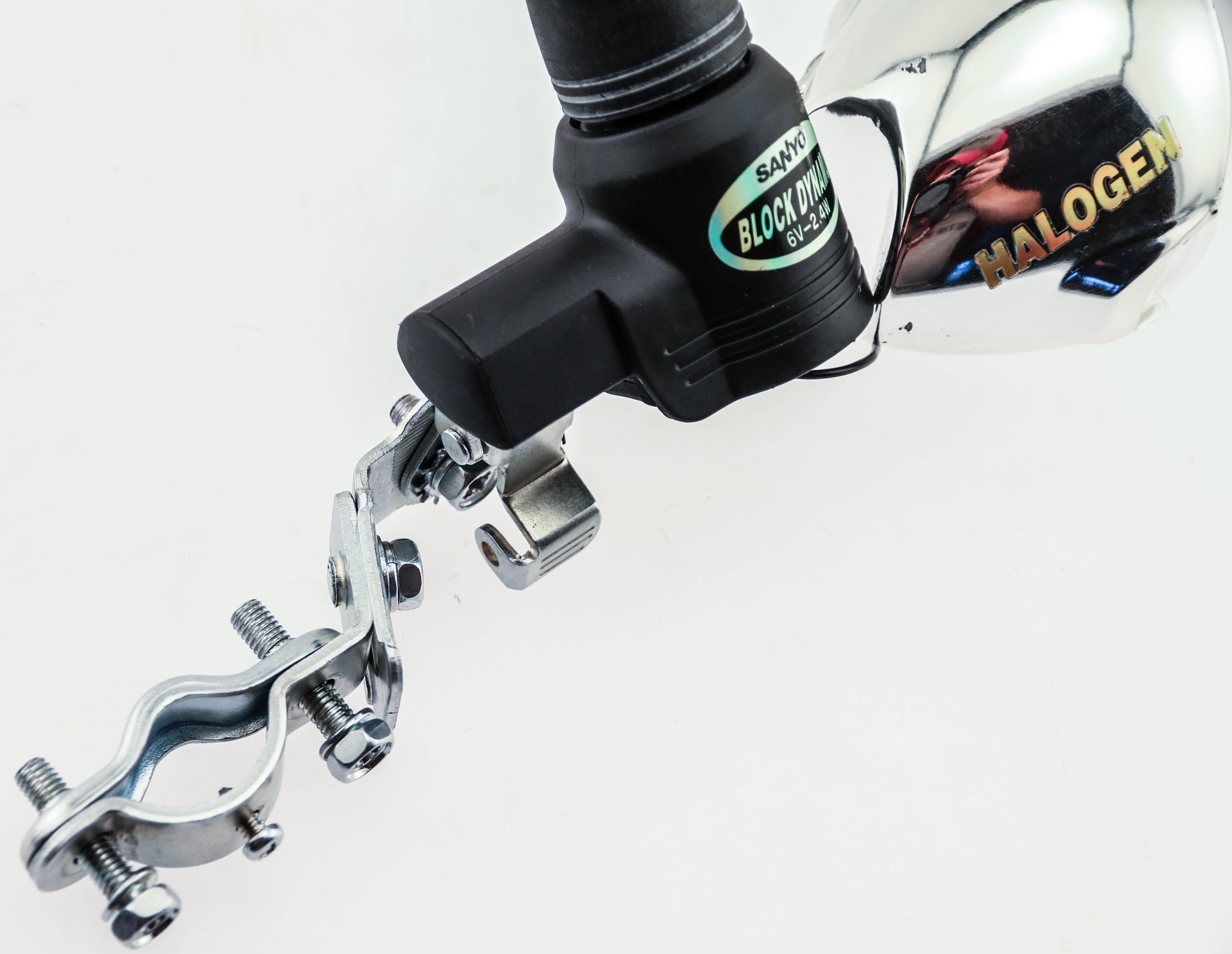 Sanyo Block Dynamo Rim/Tire Generator Bike Halogen Head Light 6V 2.4