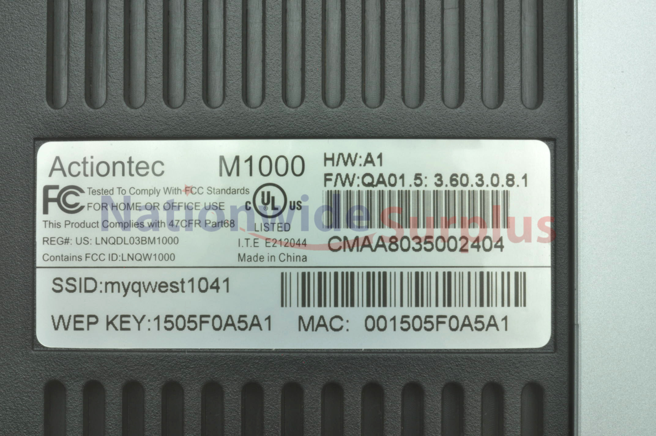 Qwest CenturyLink Actiontec M1000 DSL Modem Broadband Router with WiFi