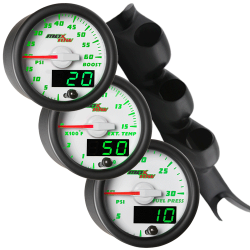 00 06 Chevy Silverado Duramax Triple Pillar White Maxtow Diesel Gauges