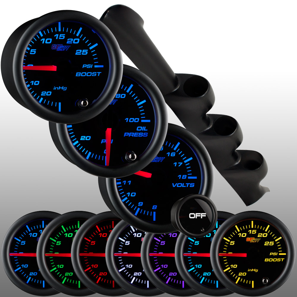Mounts Glowshift Black Triple Pillar Gauge Pod For 2003 2004 Ford Mustang Svt Cobra Hardtop Abs Plastic Gauges To Vehicles A Pillar 3 2 1 16 52mm