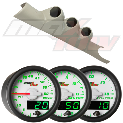 GRAY 0309 DODGE RAM CUMMINS PILLAR POD + WHITE MAXTOW BOOST PYRO FUEL