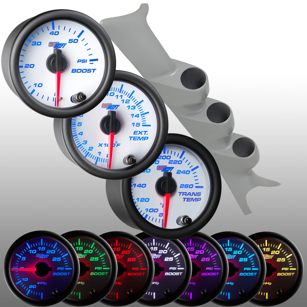 GRAY 9907 FORD SUPERDUTY TRIPLE PILLAR POD + WHITE GLOWSHIFT DIESEL