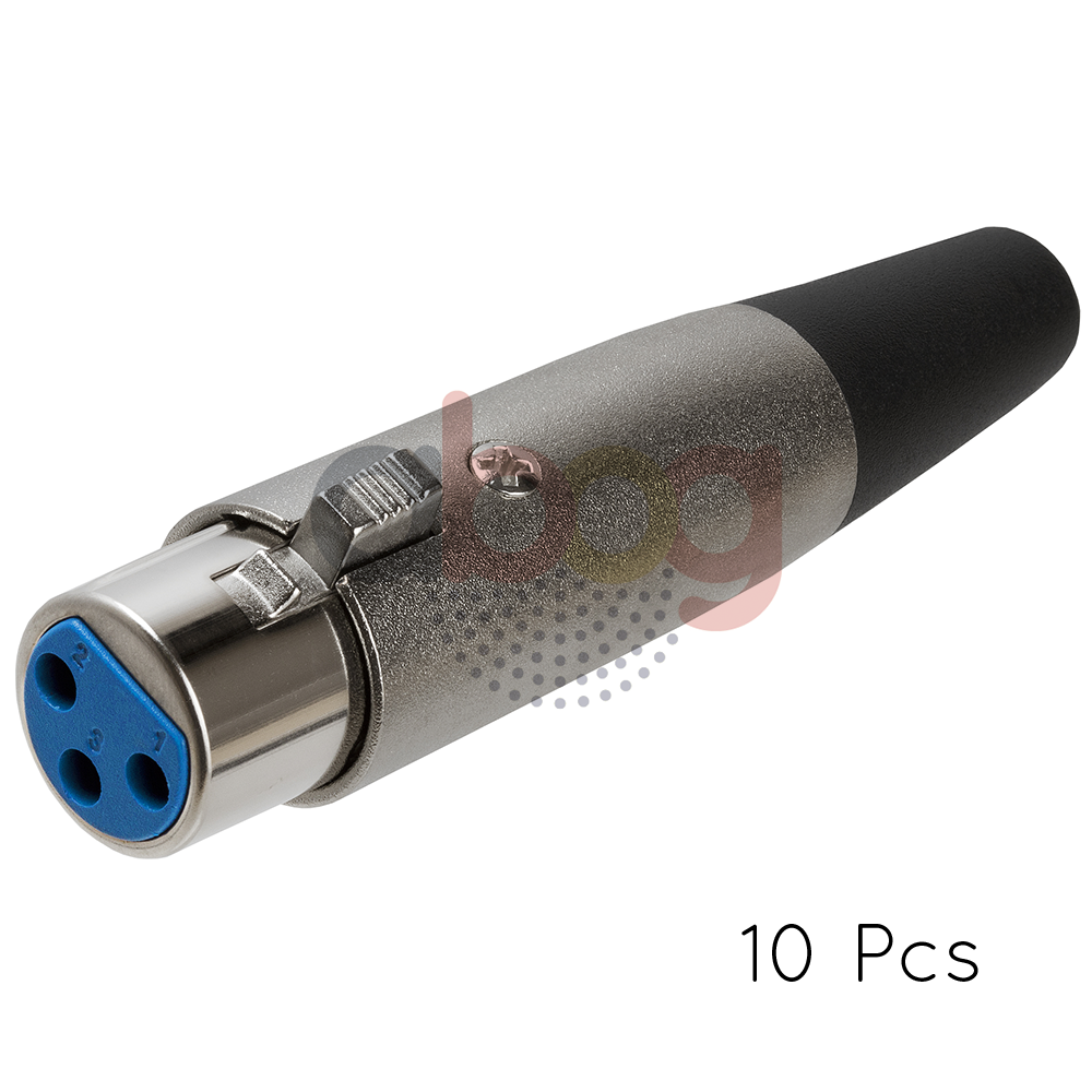 10 Pack 3pin XLR FemaleAdapter for Speaker Microphone Cable Silver