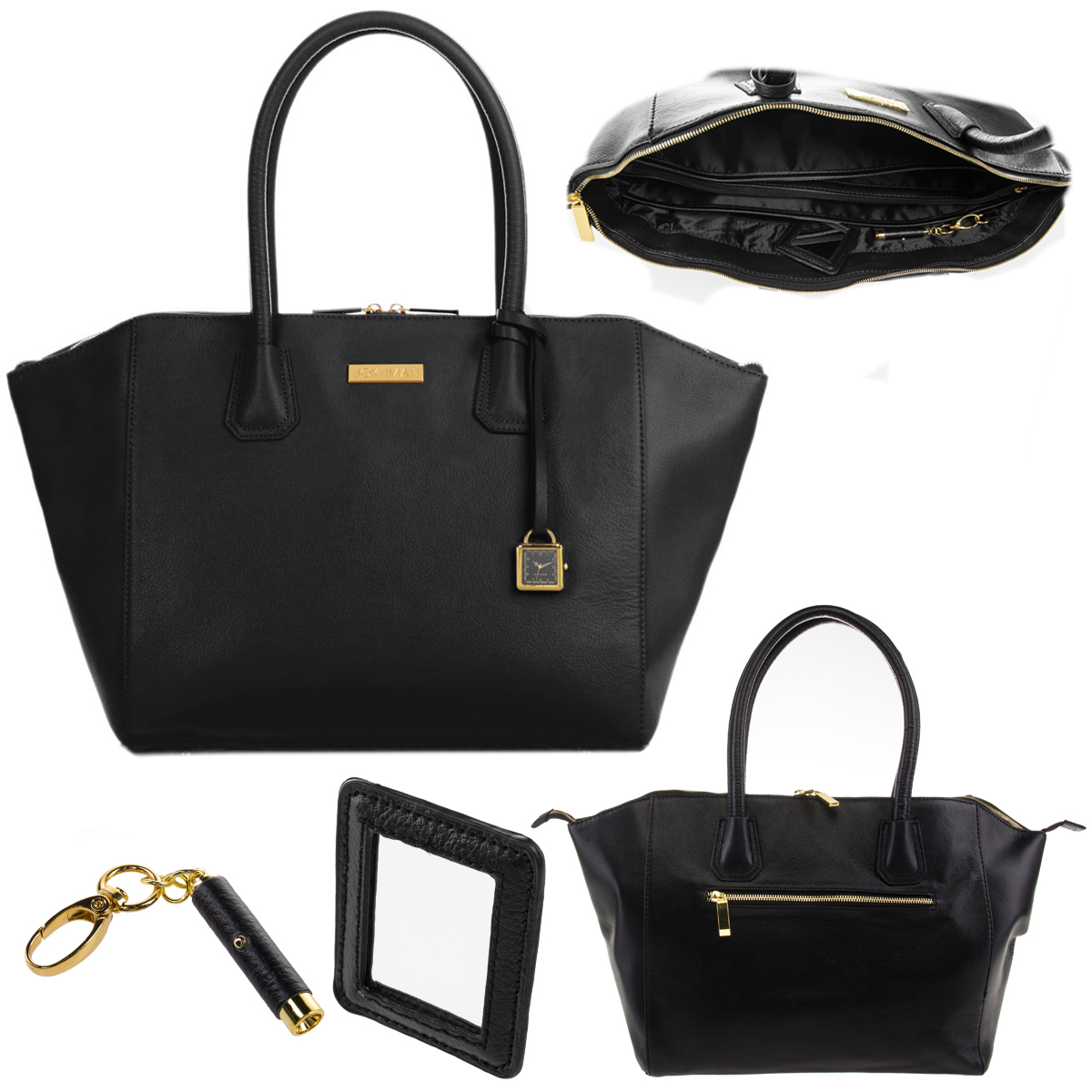 Joy & Iman City Satchel Leather Handbag Large Designer Zip Tote Purse