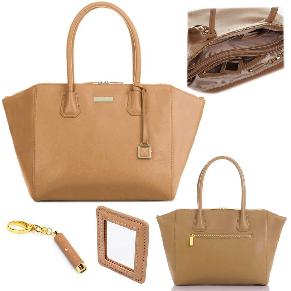 Joy & Iman City Satchel Leather Handbag Large Designer Zip Tote Purse