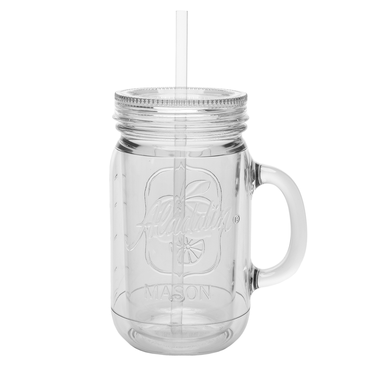 4pk Aladdin 32oz Plastic Mason Jar Set Handled Lidded Tumbler Glasses