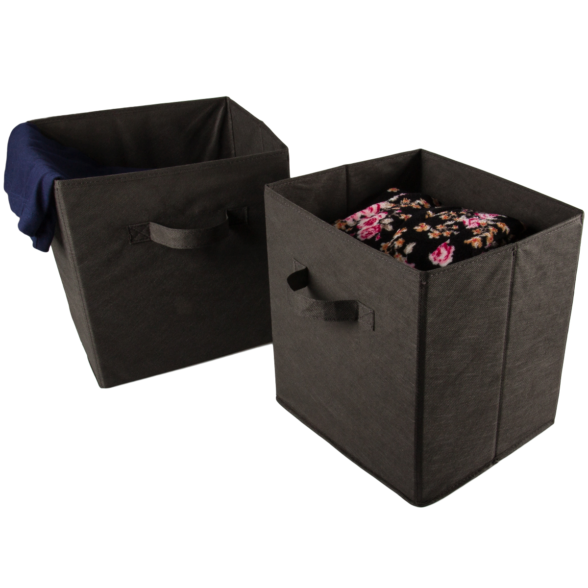 2 Large Foldable Fabric Storage Bins Cubes Home Organization Organizer