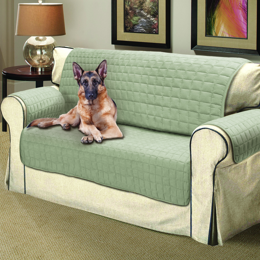 Faux Suede Loveseat Slip Cover Microsuede Water Resistant Quilted Pet