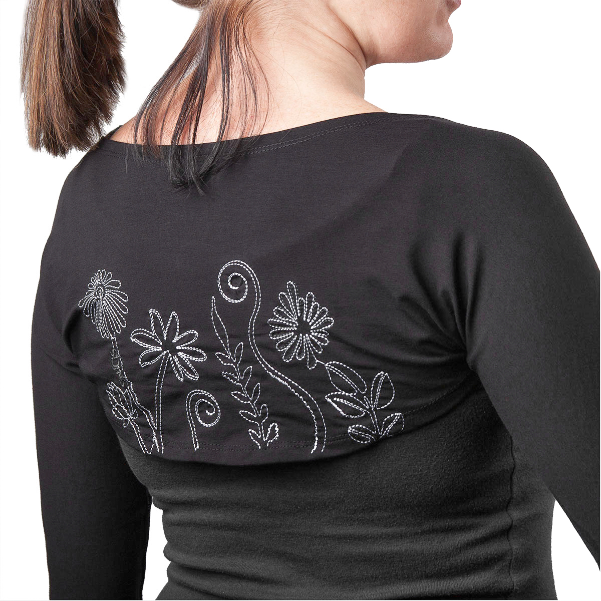 Women's Long Sleeve Yoga Dance Shrug Floral Organic Cotton Stretch