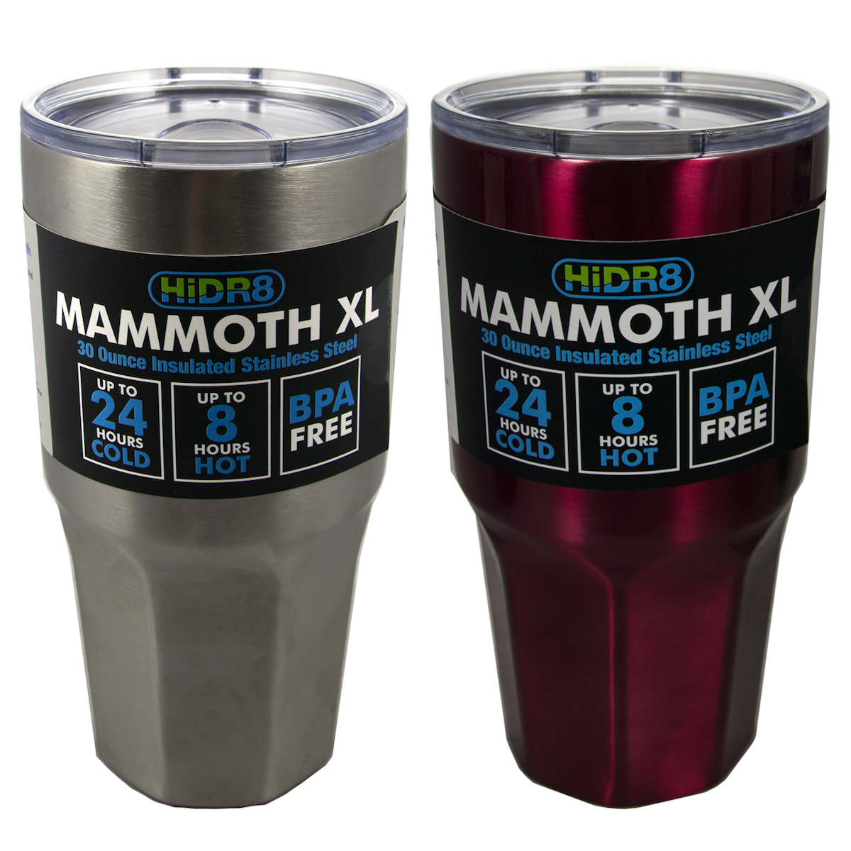 2 HiDR8 30oz Stainless Steel Hot Cold Insulated Travel Tumblers Coffee