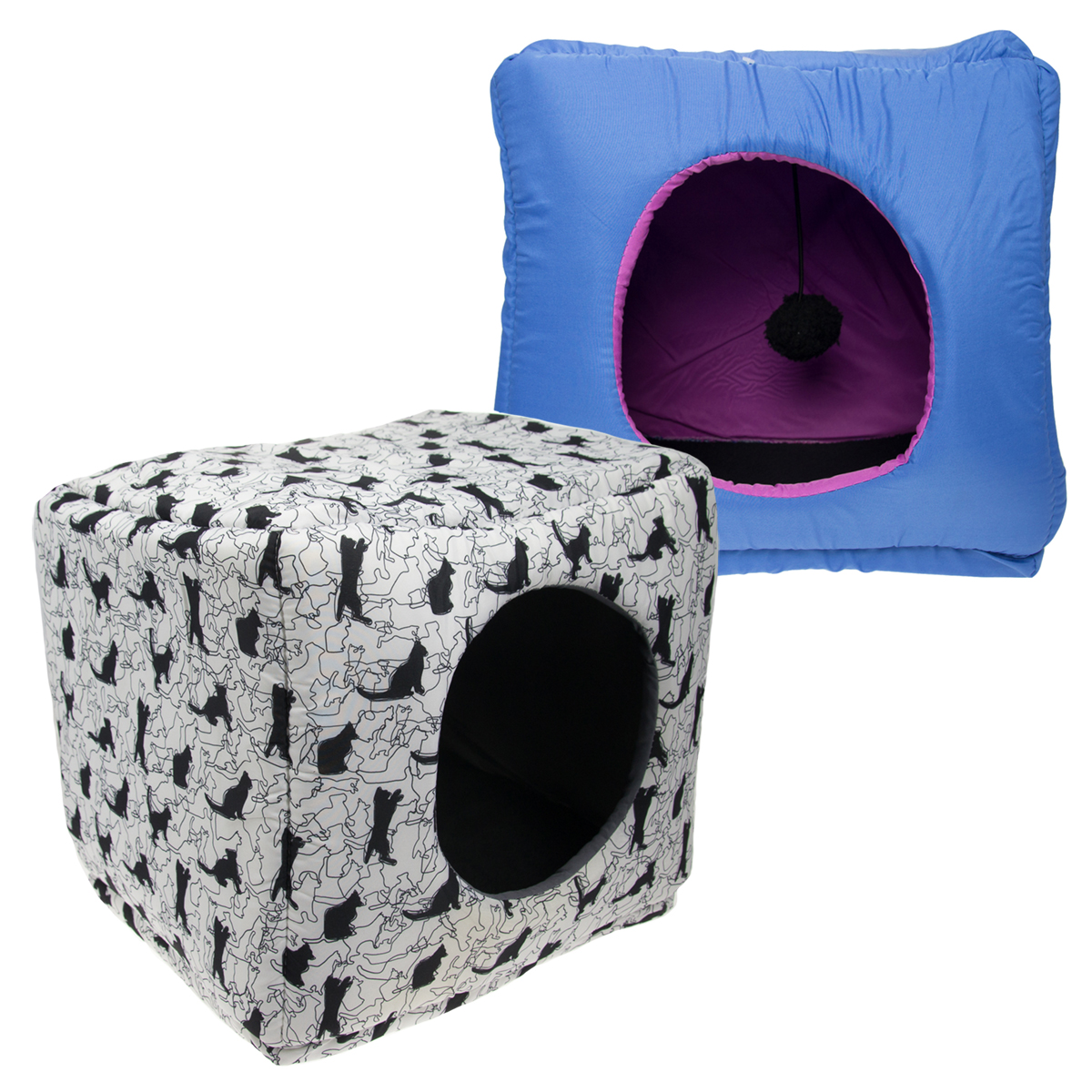 KookaMunga Kitty Kube Cat Cube Bed & Toy Covered Pet Condo Play Cave Igloo Den eBay