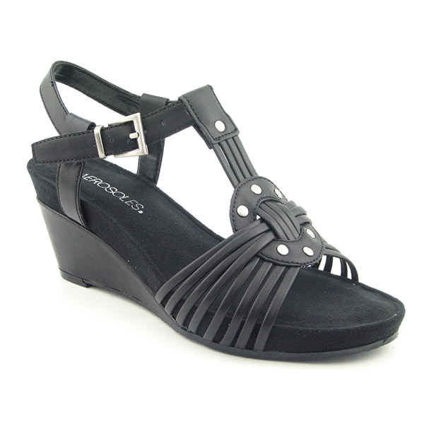 AEROSOLES Lighthouse Wedge Sandals Black