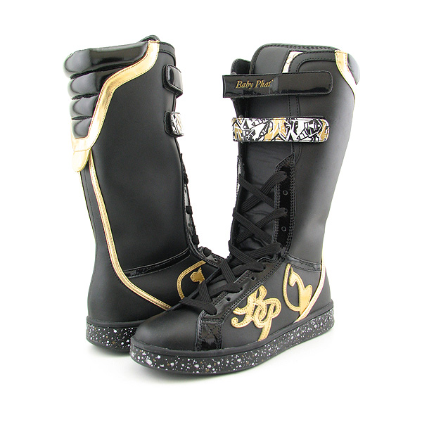 BABY PHAT Cat Suprema New Boots Gold Shoes Black