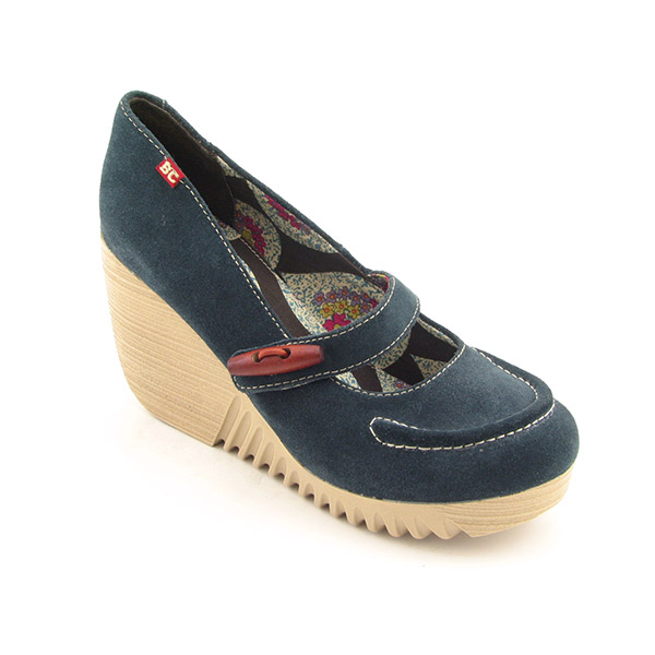 BC FOOTWEAR Study Group Platform Wedges Blue