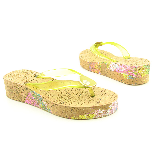 BCBGIRLS Flap Thong Sandals Green
