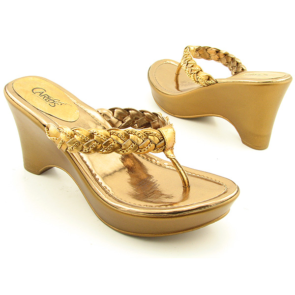 CARLOS SANTANA Secret Platform Wedges Gold