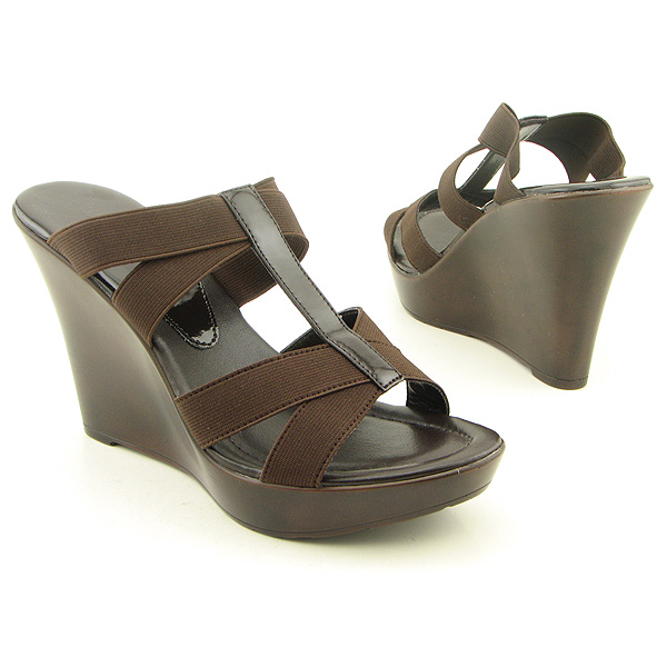 CHARLES DAVID Tic Platform Wedges Brown