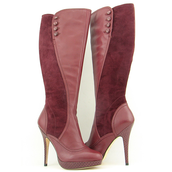 CHARLES DAVID Cursive Boots Red