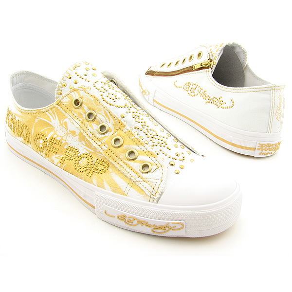ED HARDY King Casual Slip On Shoes White Gold