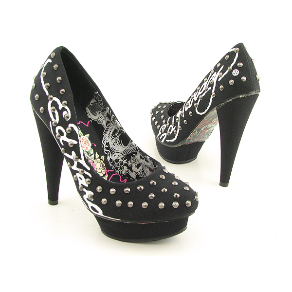 ED HARDY 11SHE101W Herve Platform Wedges Black
