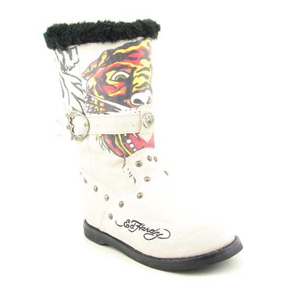 ED HARDY Boot Straps Boots White