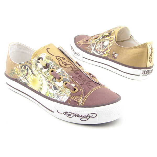 ED HARDY Scotland Slip On Brown Shoes Gold