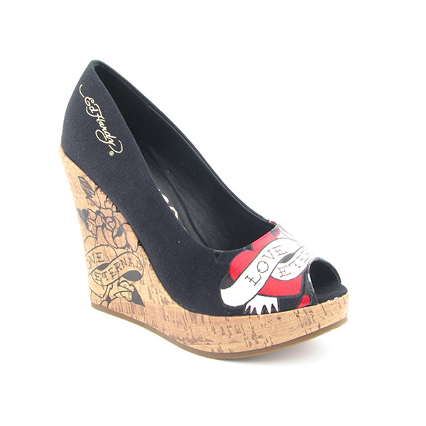 ED HARDY Coralie Heel Platform Wedges Black