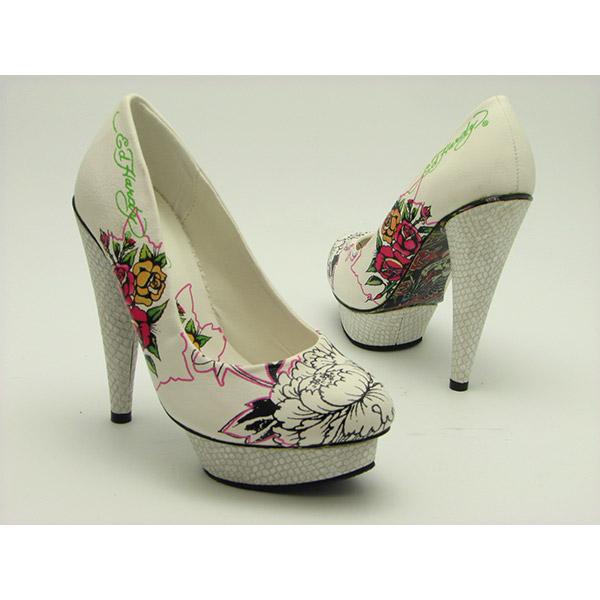 ED HARDY 11SLM101W La Mer Platform Wedges White
