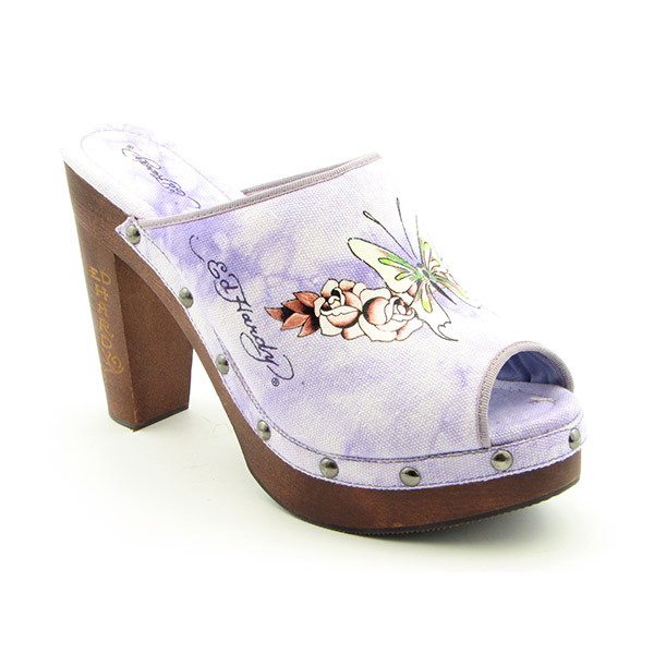 ED HARDY C'est Prive Pumps Peep Toe Shoes Purple