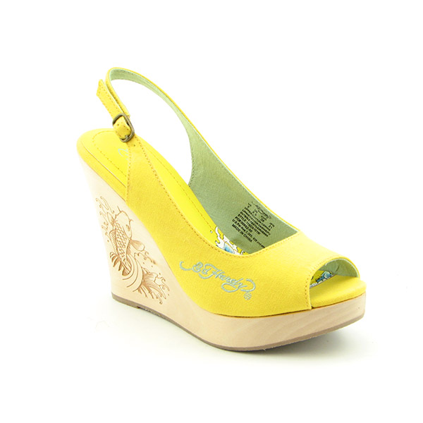 ED HARDY Chantel Wedges Slingbacks Yellow