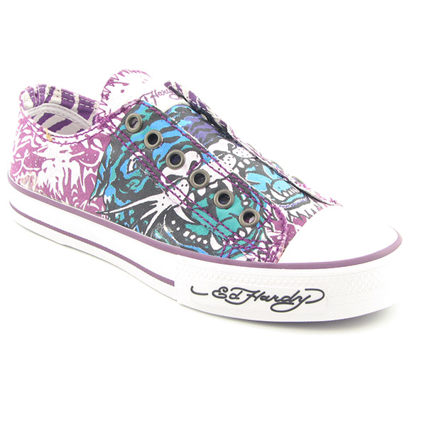 ED HARDY Lowrise Stencil Sneakers Purple