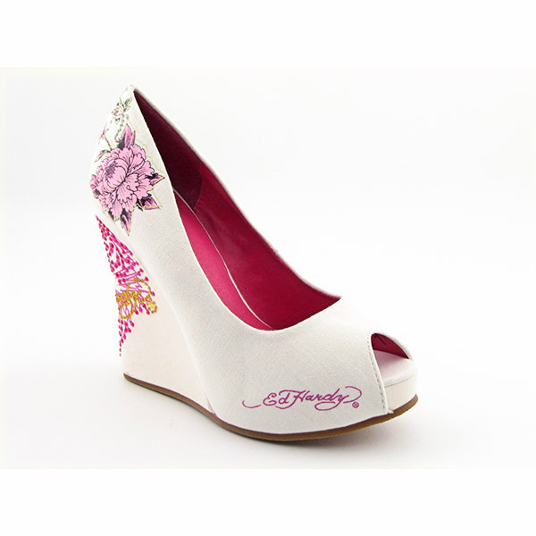 ED HARDY 11SJY106W Joyaus Platform Wedges White