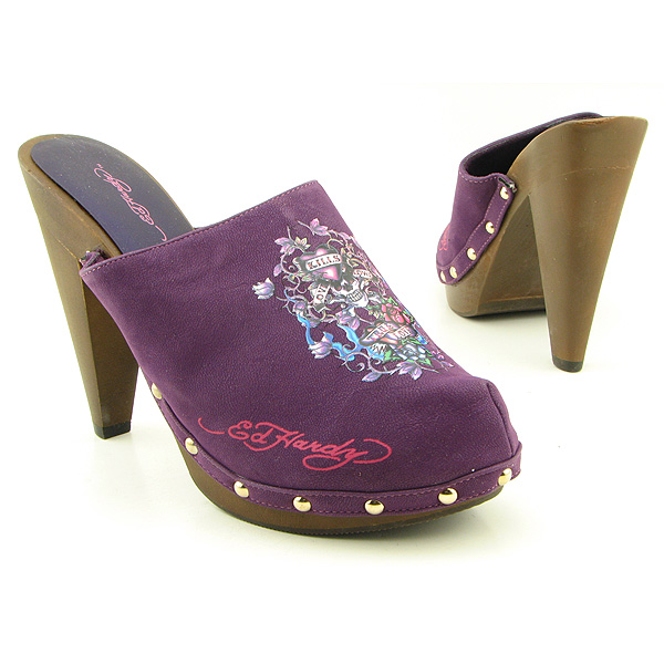 ED HARDY Portland Clogs Purple