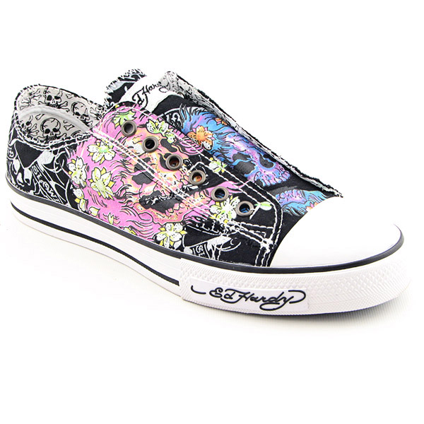 ED HARDY Lowrise Stencil Sneakers Black
