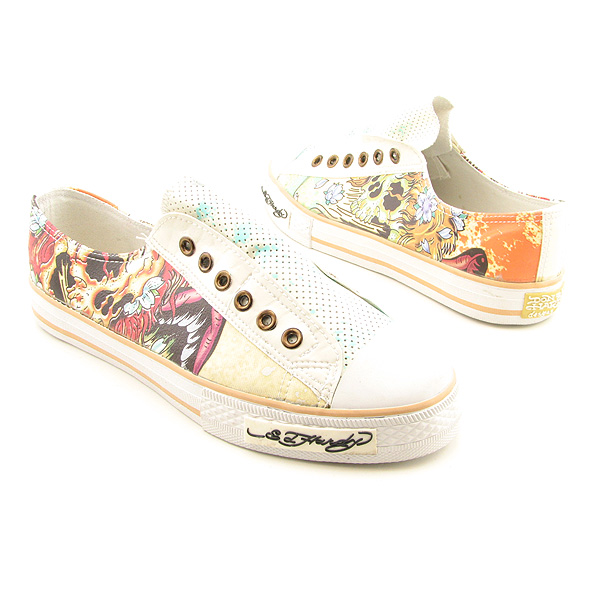 ED HARDY 19FLR204W Lion River Sneakers, Slip On Shoes Beige