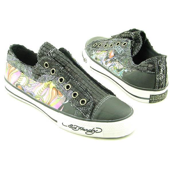 ED HARDY Lowrise Snake Sneakers Black